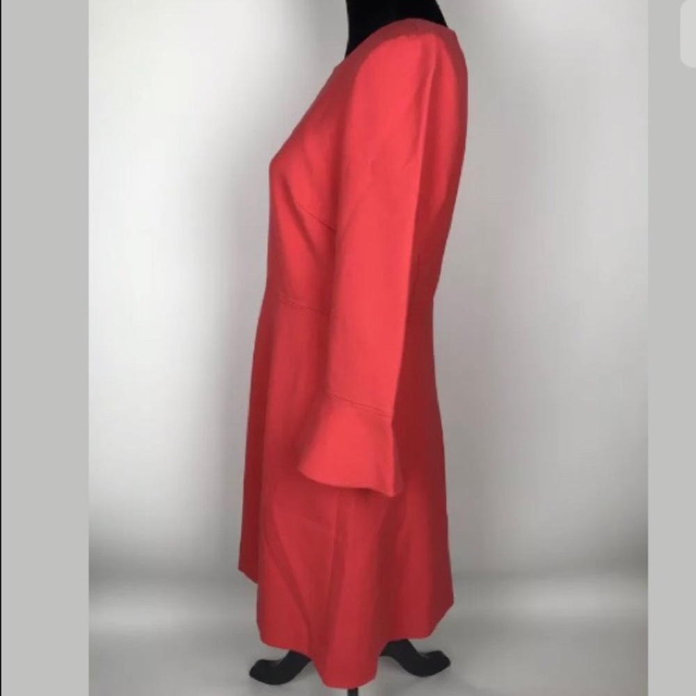 J.CREW Bell Sleeve Crepe Dress 4 Papaya Red - Picture 7 of 7